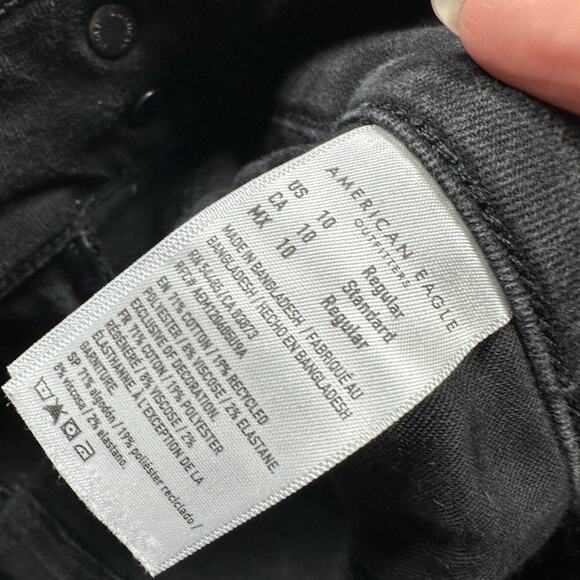 American Eagle Next Level Stretch Black Super High Rise Flare Denim Jeans 10 - Picture 12 of 16